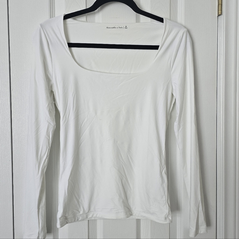 Abercrombie & Fitch Women's White Long Sleeve Top